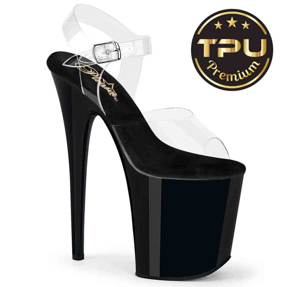 Pleaser - FLAMINGO808PREM Ankle strap sandal, Pole dance shoes - Transparent Product image